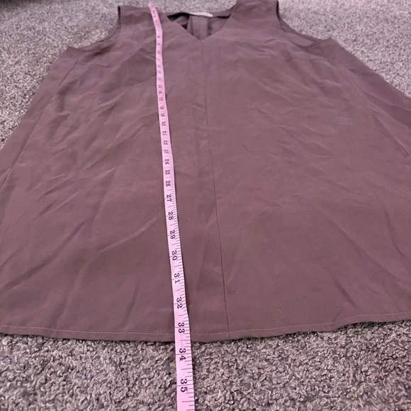 Elegant Essentials Sleeveless V Neck Tunic Dress A Line Taupe Women's - Picture 4 of 7